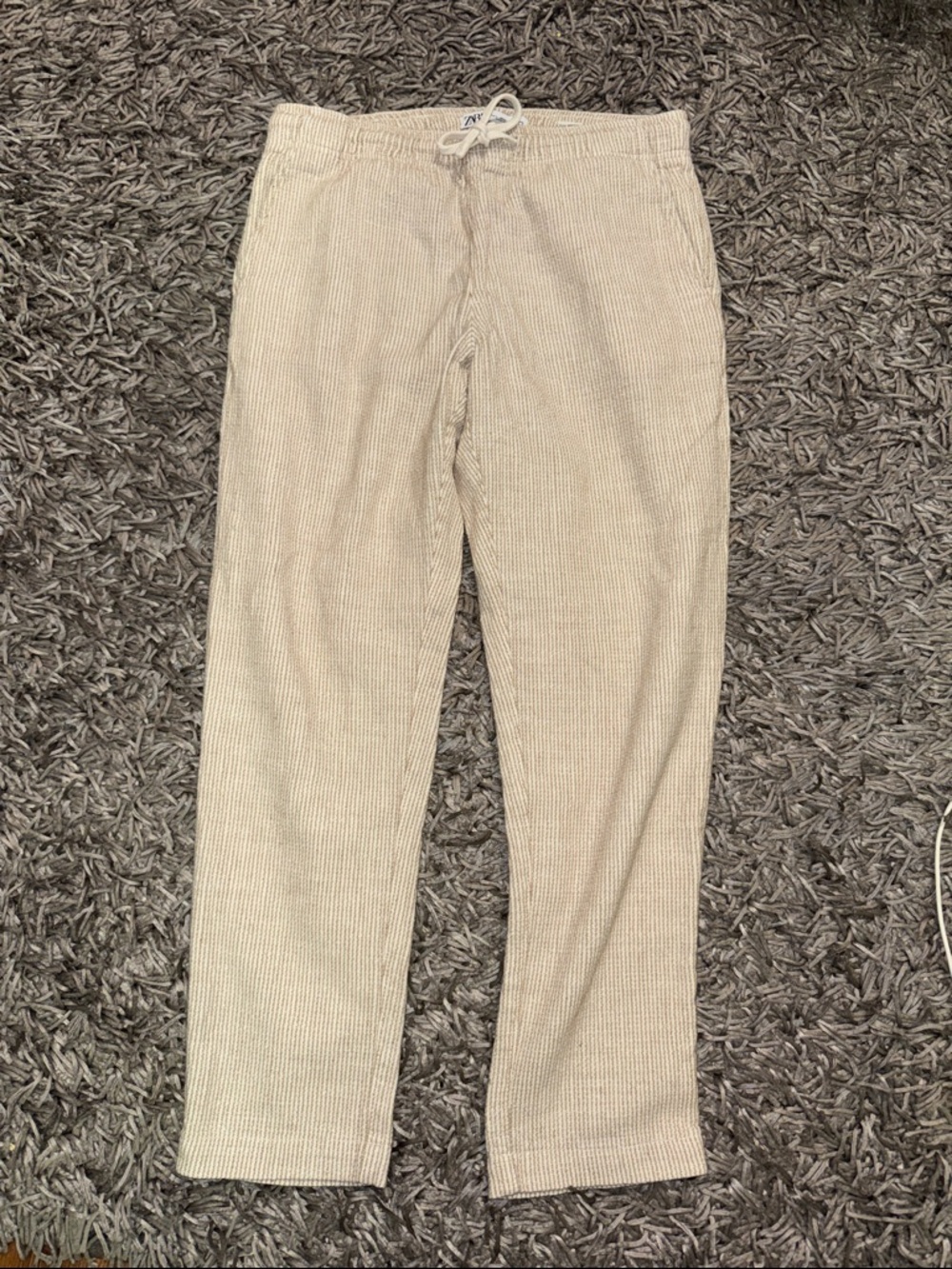 Zara Men's Light Beige Drawstring Pants